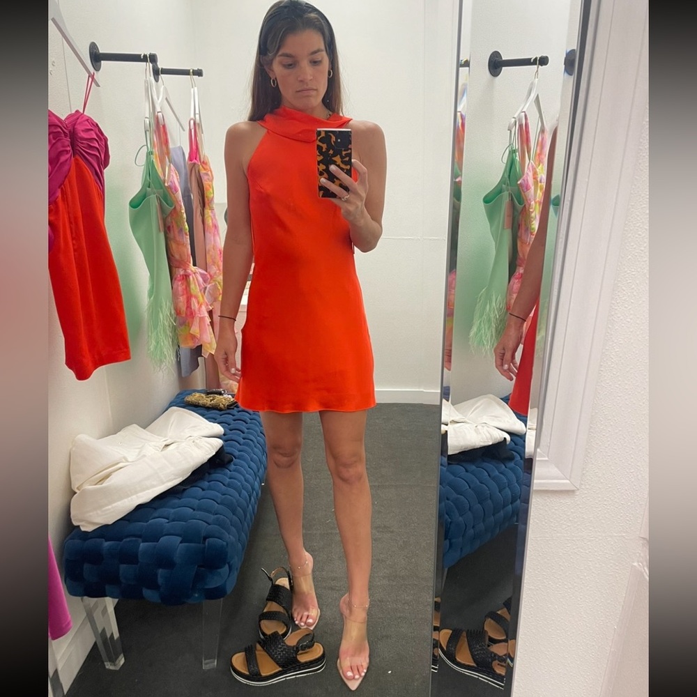 Amanda Uprichard Vibrant Orange Mini Dress